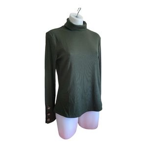 NWT Tahari Turtleneck Olive Green Ribbed Women’s Medium  [351]